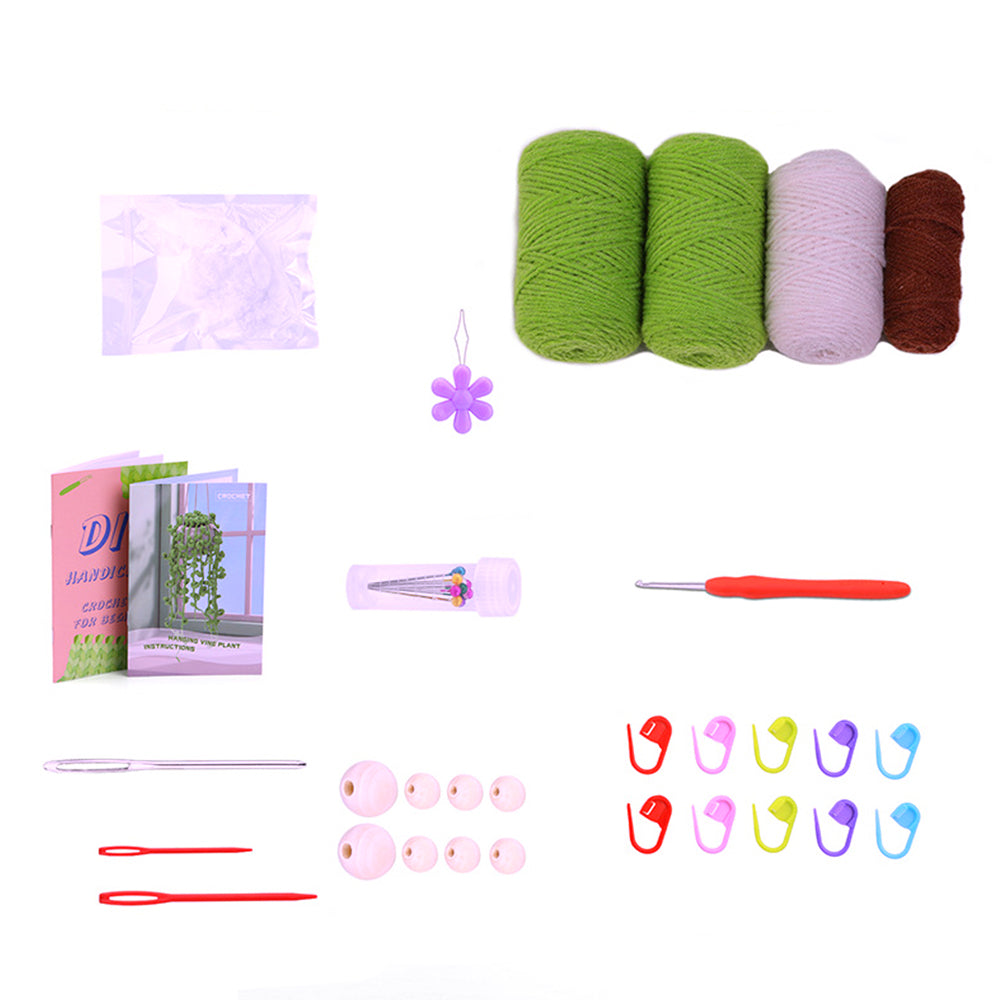 Knitting Kit for Beginners Hanging Potted Plants Needlework Starter Kit Style 3