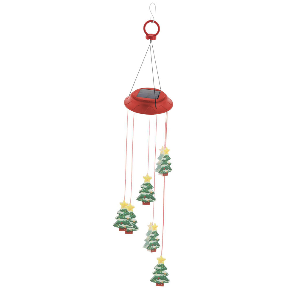 LED Solar Christmas Tree Wind Chime Lights -Red