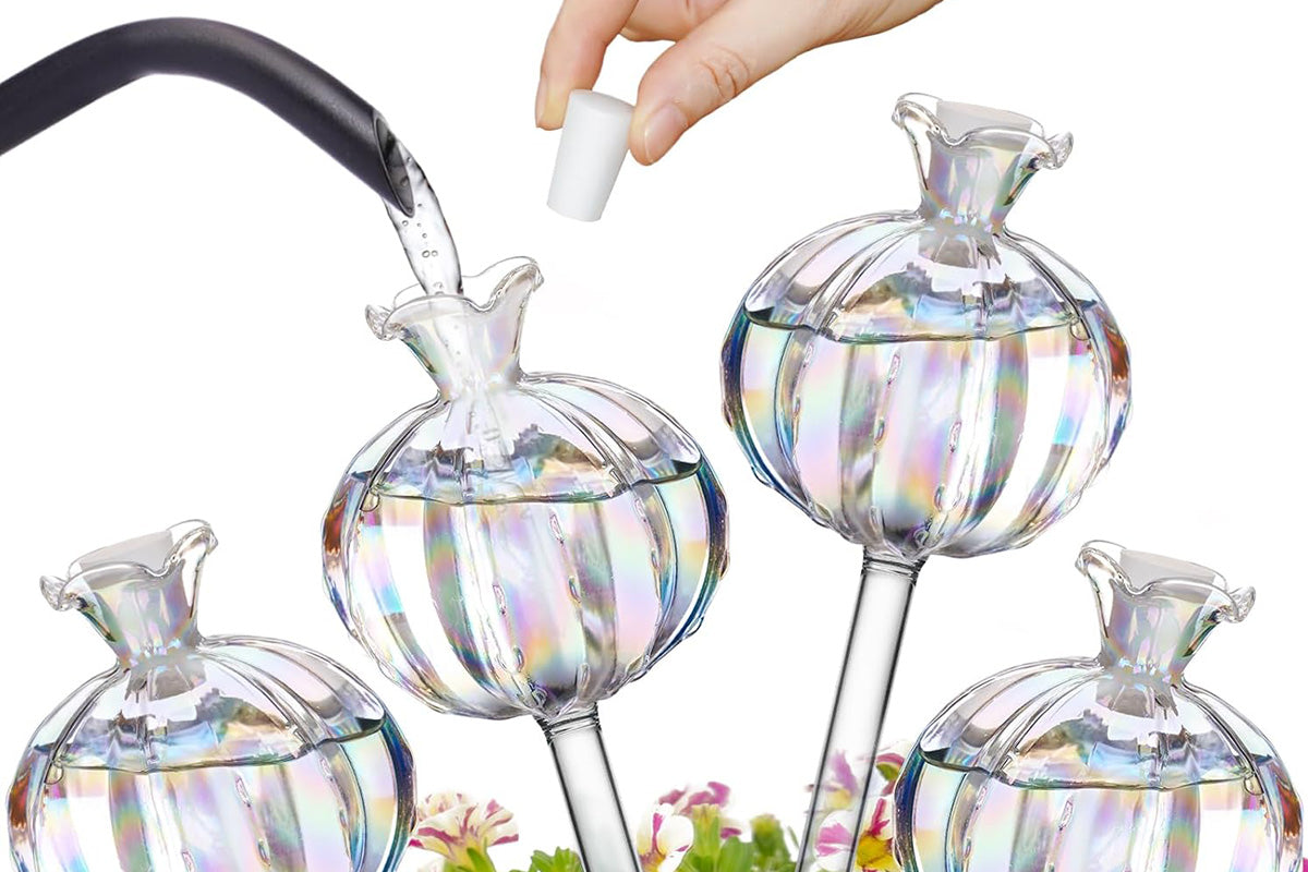 4Pcs Self Watering Globes Automatic Plant Watering Stakes for Indoor Outdoor Potted Plants-Iridescent