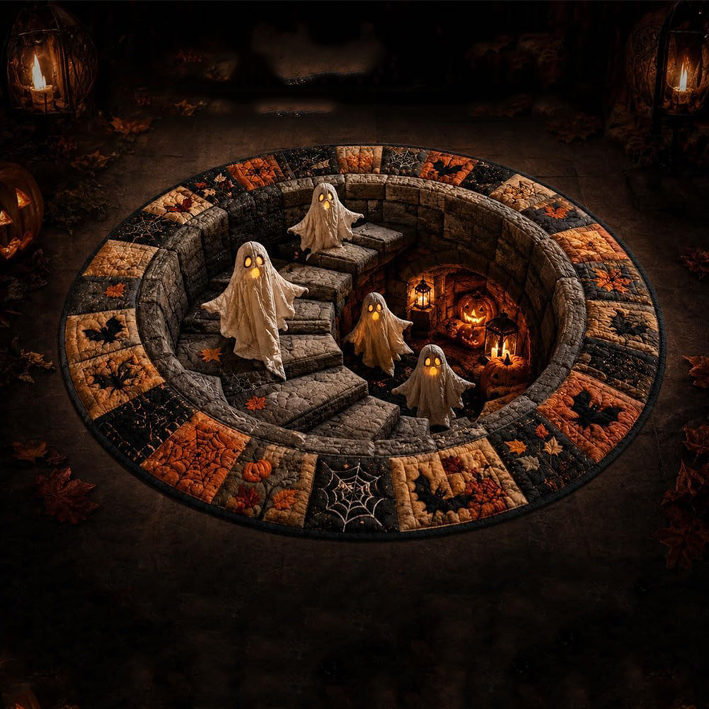3D Round Non Slip Soft Halloween Rug - Orange Pumpkin