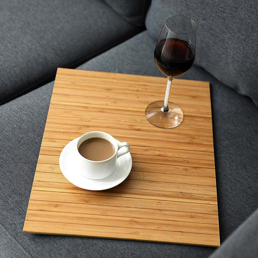 Flexible Sofa Arm Tray Wooden Couch Armrest Table Foldable Armrest Coffe Cup Holder