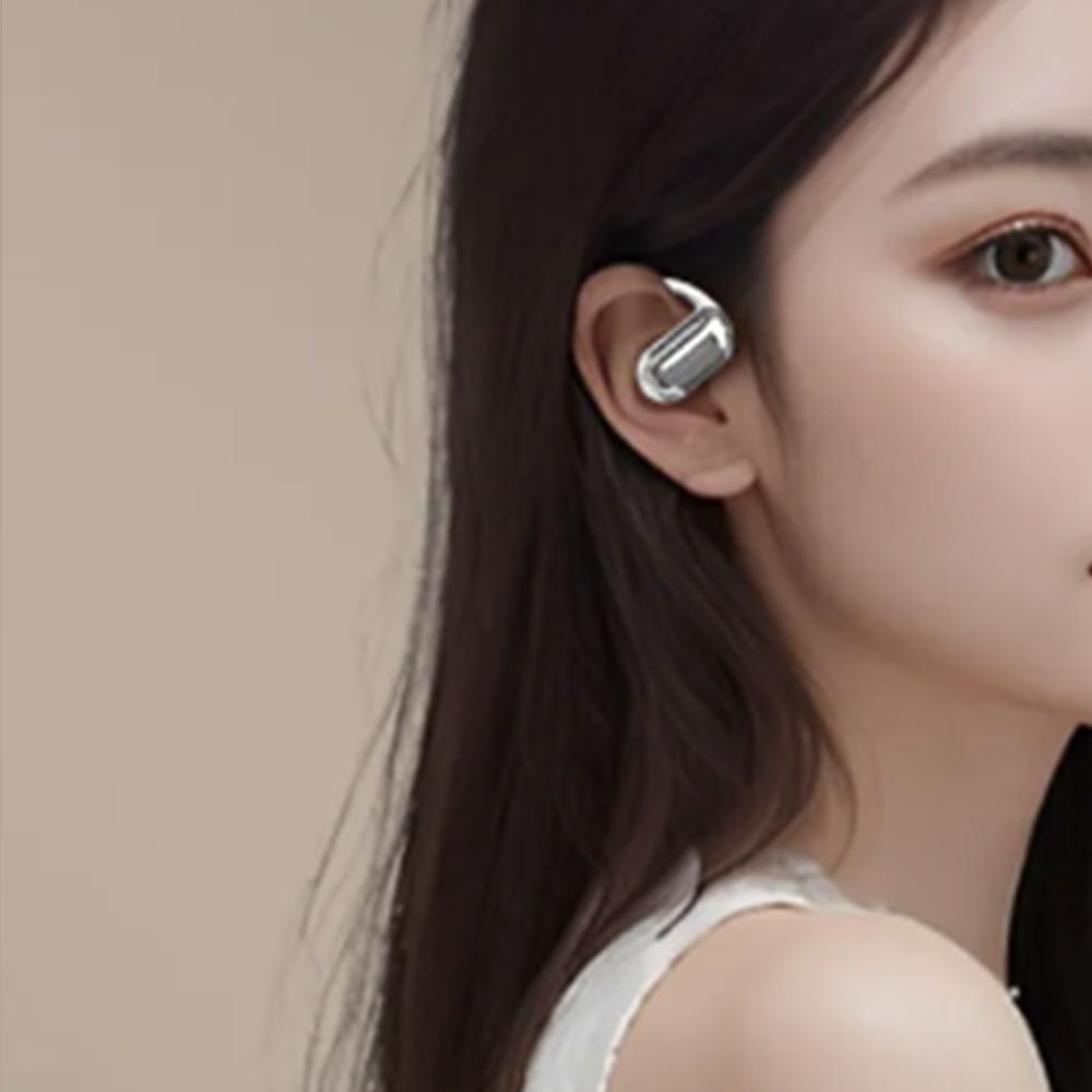 Wireless Open Ear Headphones LCD Display Bluetooth 5.4 Earphones Touch Control Silver
