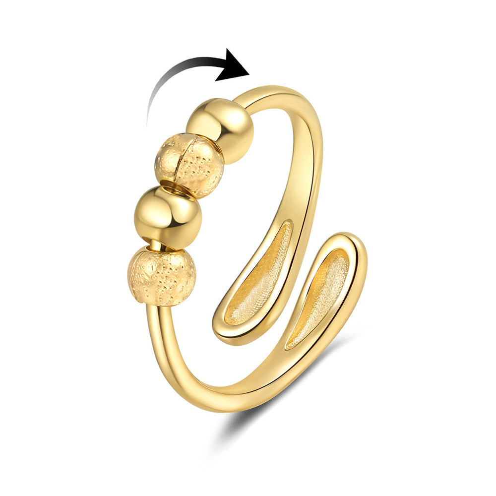 2Pcs Opening Fidget Spinner Rings for Women Adjustable Stress Spinning Rings Gold