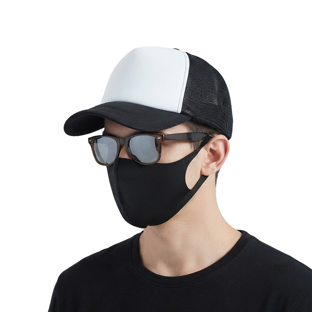 Adjustable Baseball Cap with Breathable Mesh Trucker Hat - Black