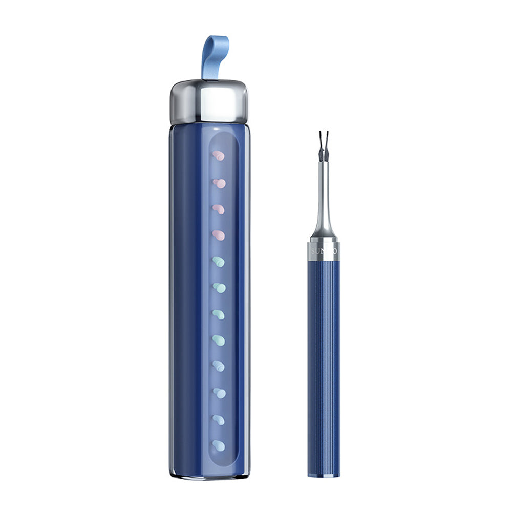 2-in-1 Visual Ear Wax Removal Tool with Ear Scoop Ear Tweezers Ear Cleaning Tool Blue