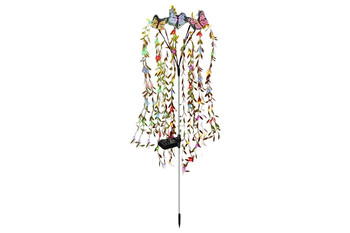 Solar Garden Lights 25LEDs Solar Power Butterfly Flower Lights Waterproof Swaying Tree for Outside Yard Pathway Patio Lawn