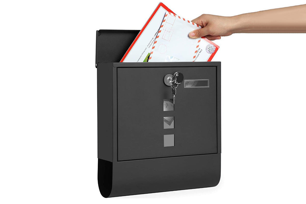 Wall Mounted Large Capacity Metal Mailbox with Key Lock Rust-Resistant Parcel Post Box