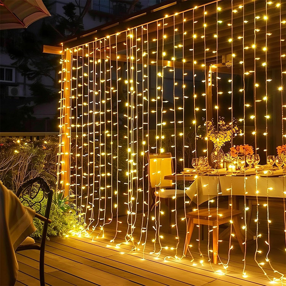 Solar Fairy Curtain Lights ¨C Christmas Hanging String Lights for Window Backdrop Warm White
