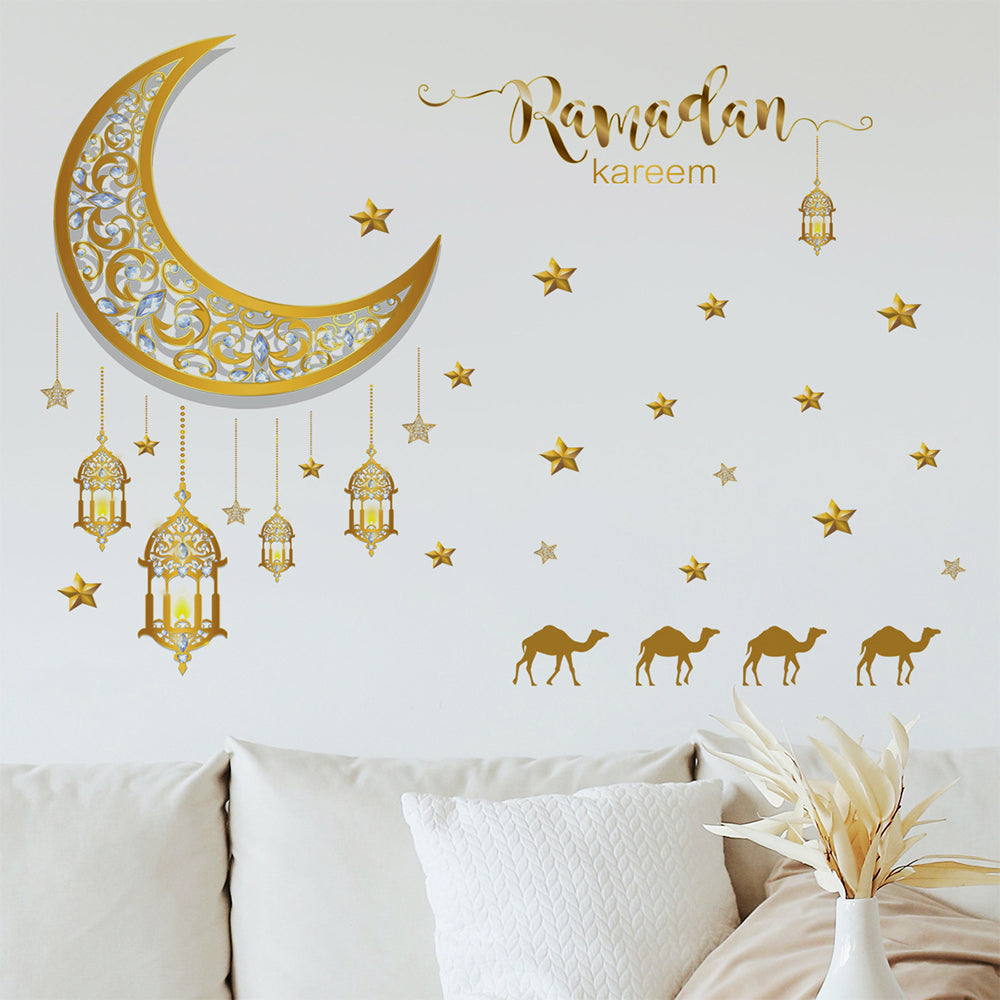 Set of Crescent Star Camel Lights Wall Sticker