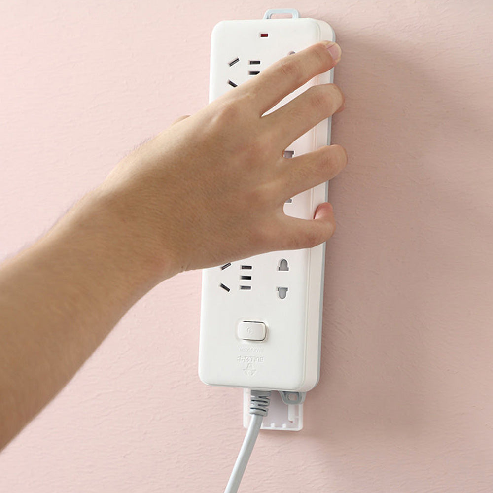 4Pcs Set Punch-Free Socket Organizer Wall Mount Plug Fixer Adhesive Power Strip Holders White