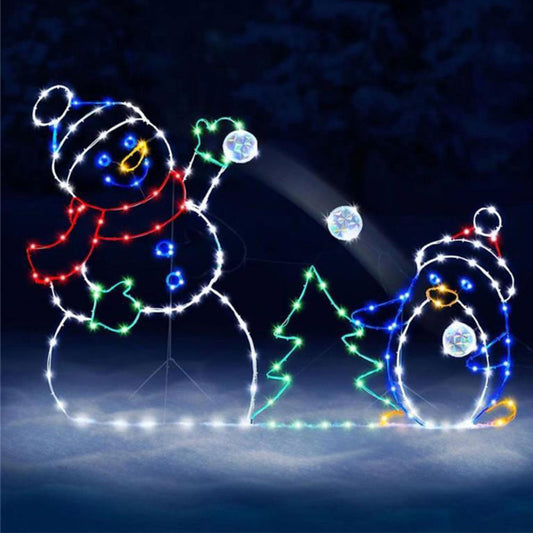 Colorful Christmas Light Sign Xmas Decorative Ornament with String Lights for Yard Home Garden Style 2
