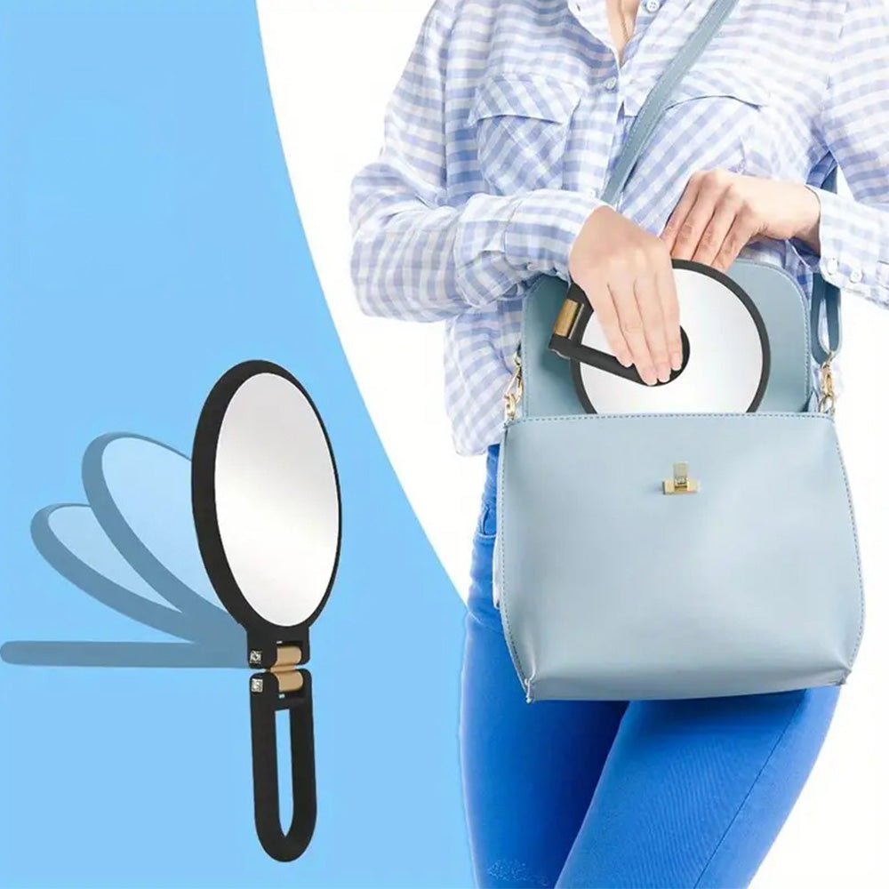 Foldable Double-sided Makeup Mirror 1X 30X Magnifying Mirror with Adjustable Stand Black
