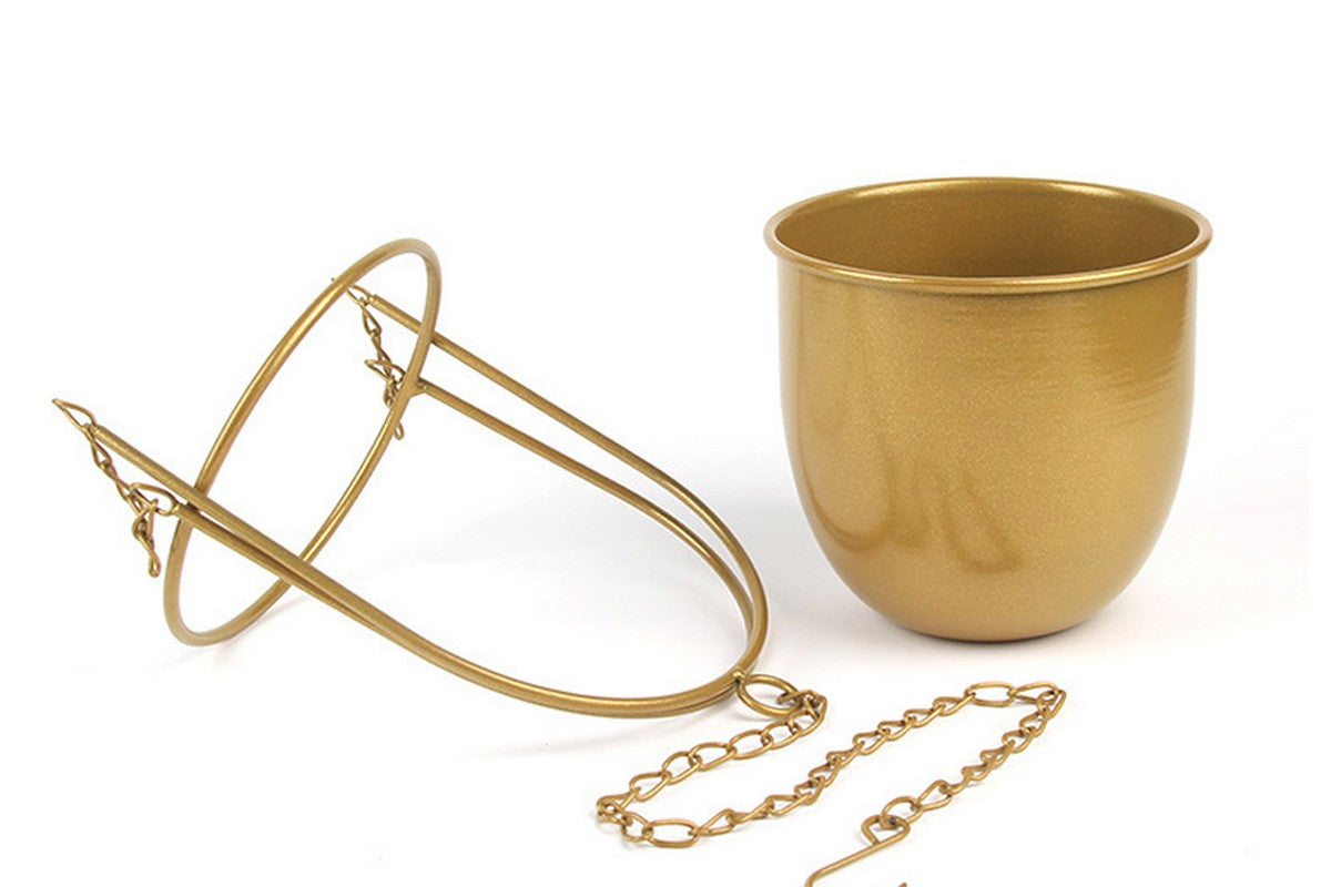Swing Hanging Planter Planter Pots for Outdoor Plants with Drainage Hole-Gold
