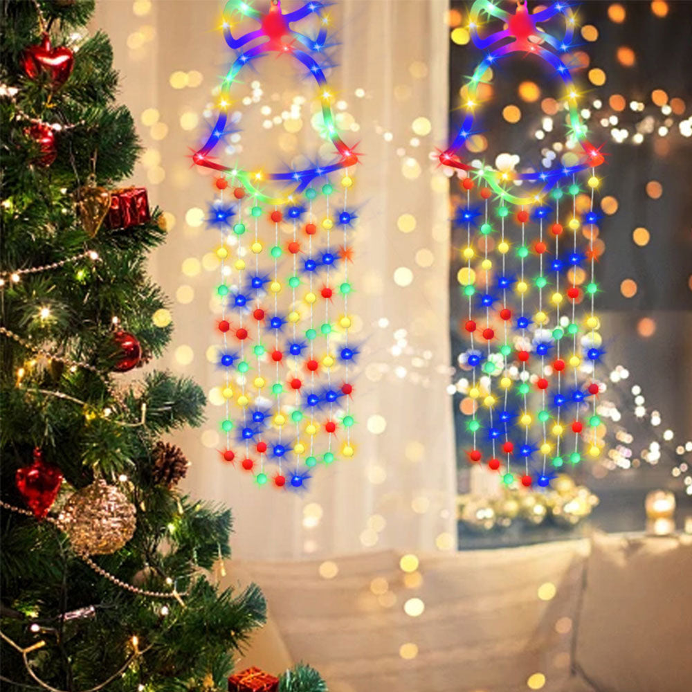 2Pcs Christmas Hanging Bell Light 8 Modes Colorful Bell Light Xmas New Year Decor