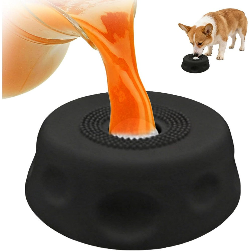 Dog Licking Bowl Slow Feeder Bowls for Yogurt Liquid Treat Interactive Dog Toys-Black