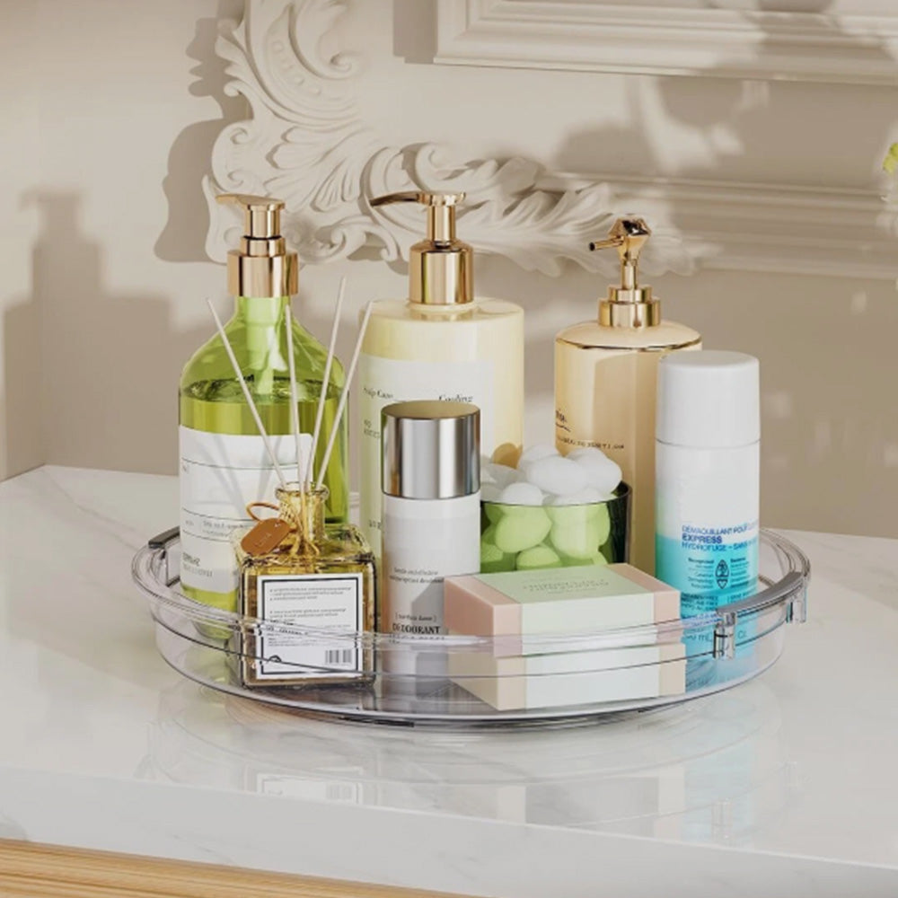 3PCS Set Rotating Lazy Susan Tray Clear Organizer for Kitchen Bathroom Vanity