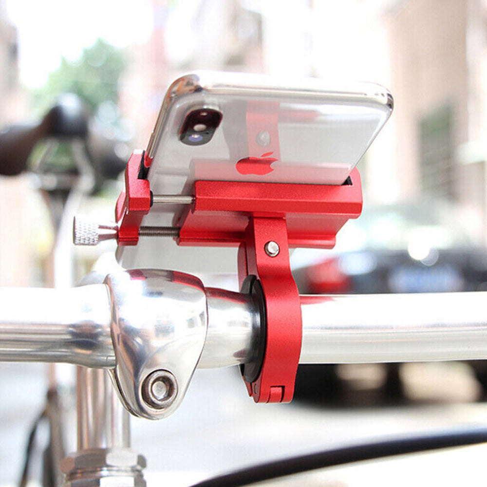 Mobile Phone Holder for Bike Handlebar Aluminium Alloy Phone Mount for Bicycle Motorcycle Red