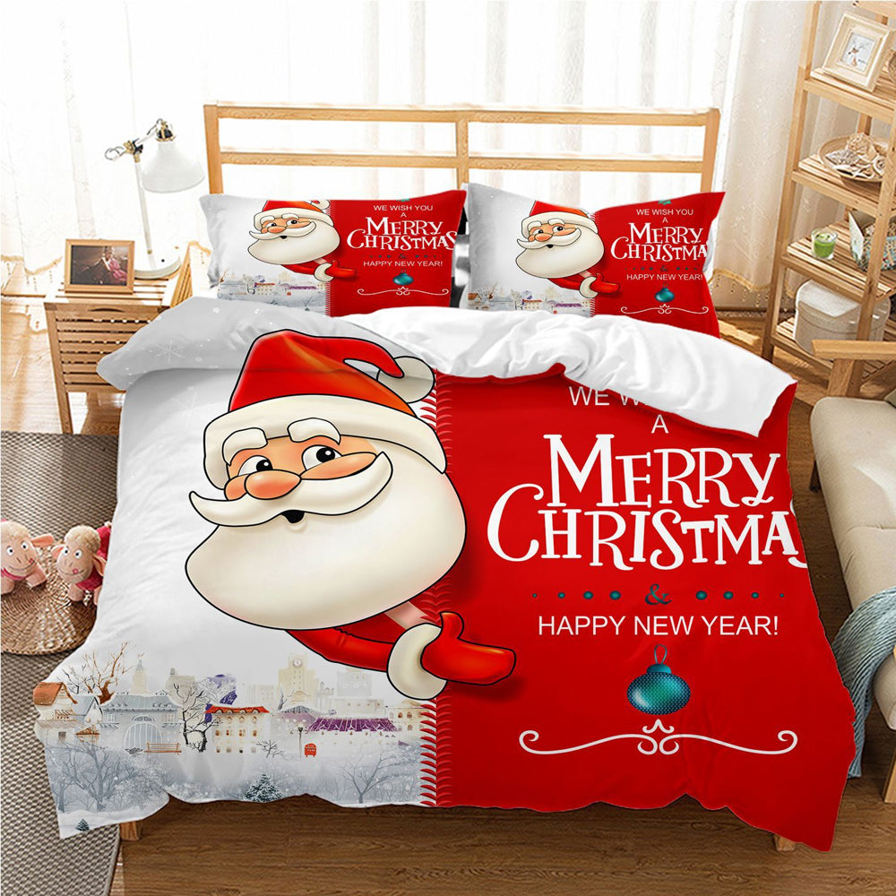 Christmas Bedding Set Quilt Cover Pillowcases Set Style 3