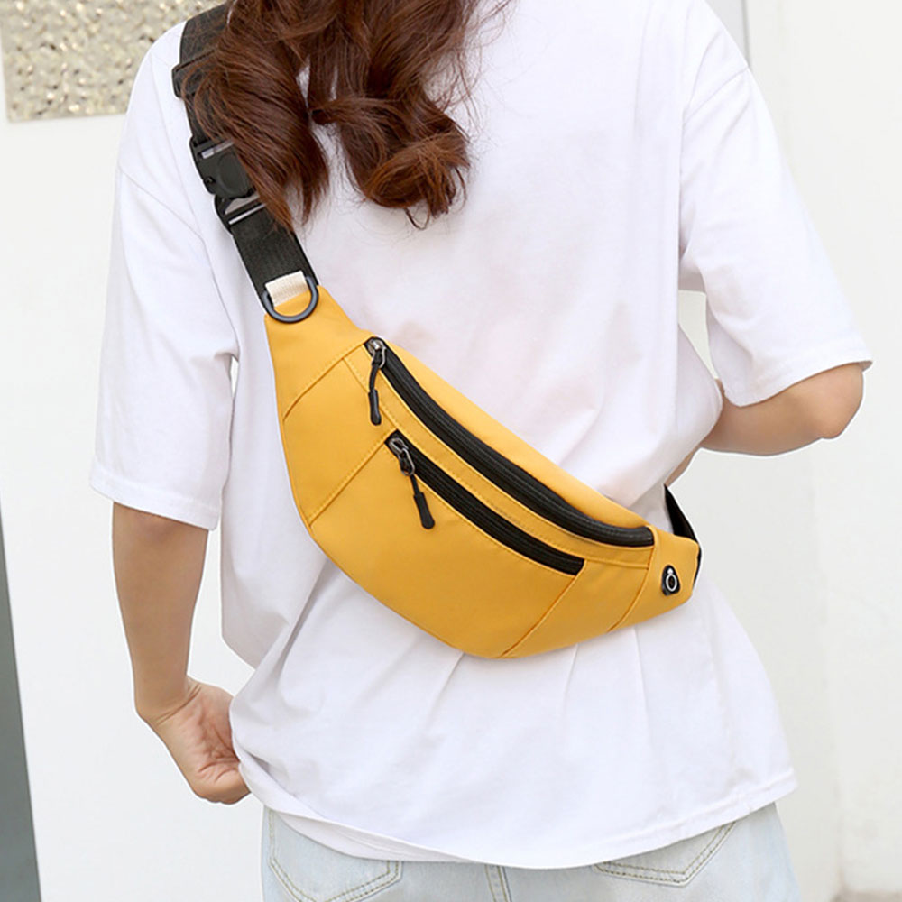 Unisex Waist Fanny Pack Multi-Pockets Running Bum Bag Yellow