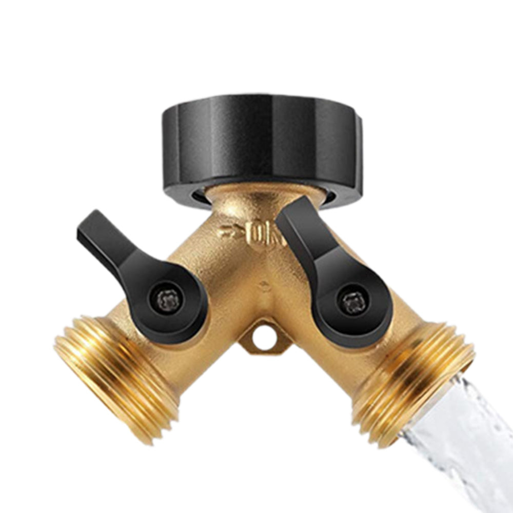 2-Way Brass Hose Splitter Y Type Garden Hose Connector