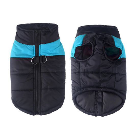 Windproof Waterproof Dog Winter Coat Jacket Warm Dog Vest Cold Weather Apparel-Blue