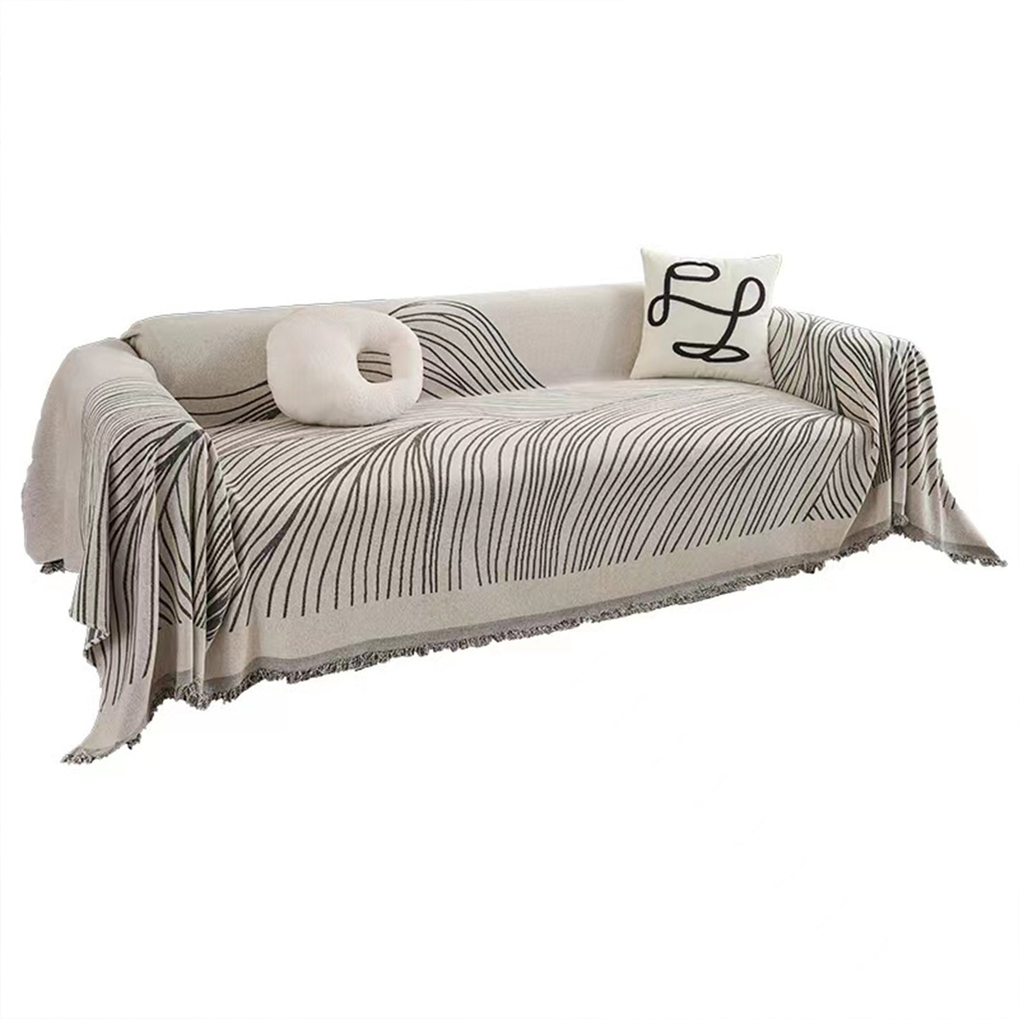 Textured Lightweight Throws for Couch Cover -Grey