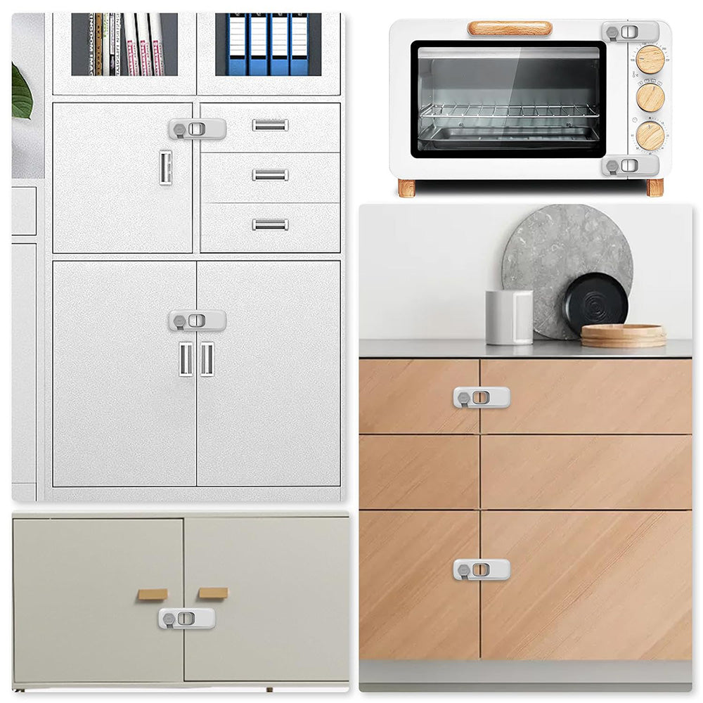 5Pcs Kid Proof Refrigerator Lock Freezer Door Security Lock for Fridge Cabinets Light Grey