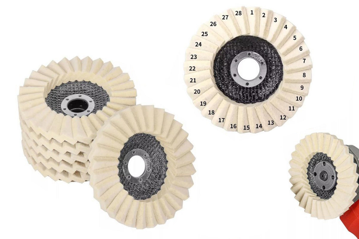 6Pcs Wool Felt Flap Buffing Grinding Shutter Wheels for Angle Grinder Marble Stone