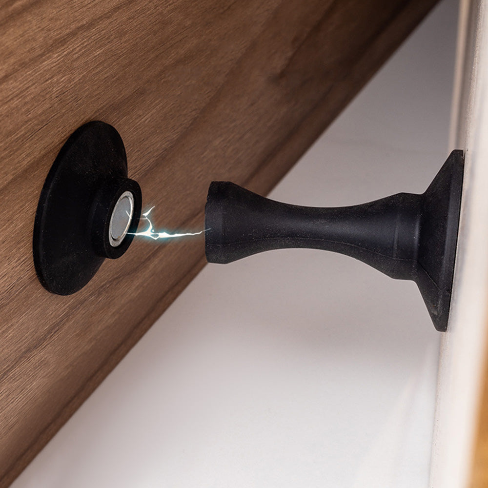 Magnetic Silicone Door Stopper �Strong Holder for Bottom of Door Black