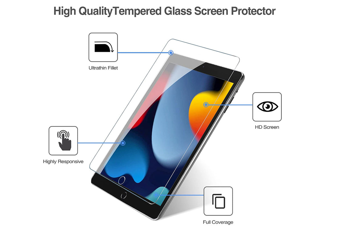 2Pcs Tempered Glass Screen Protector for iPad 7th 8th 9th Tempered Glass Screen Film Guard