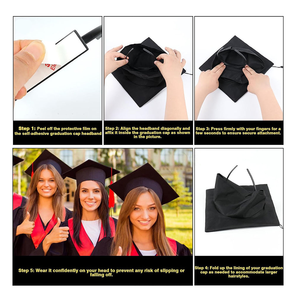 2Pcs Graduation Cap Fixed Hair Hoop Graduation Cap Headband Insert