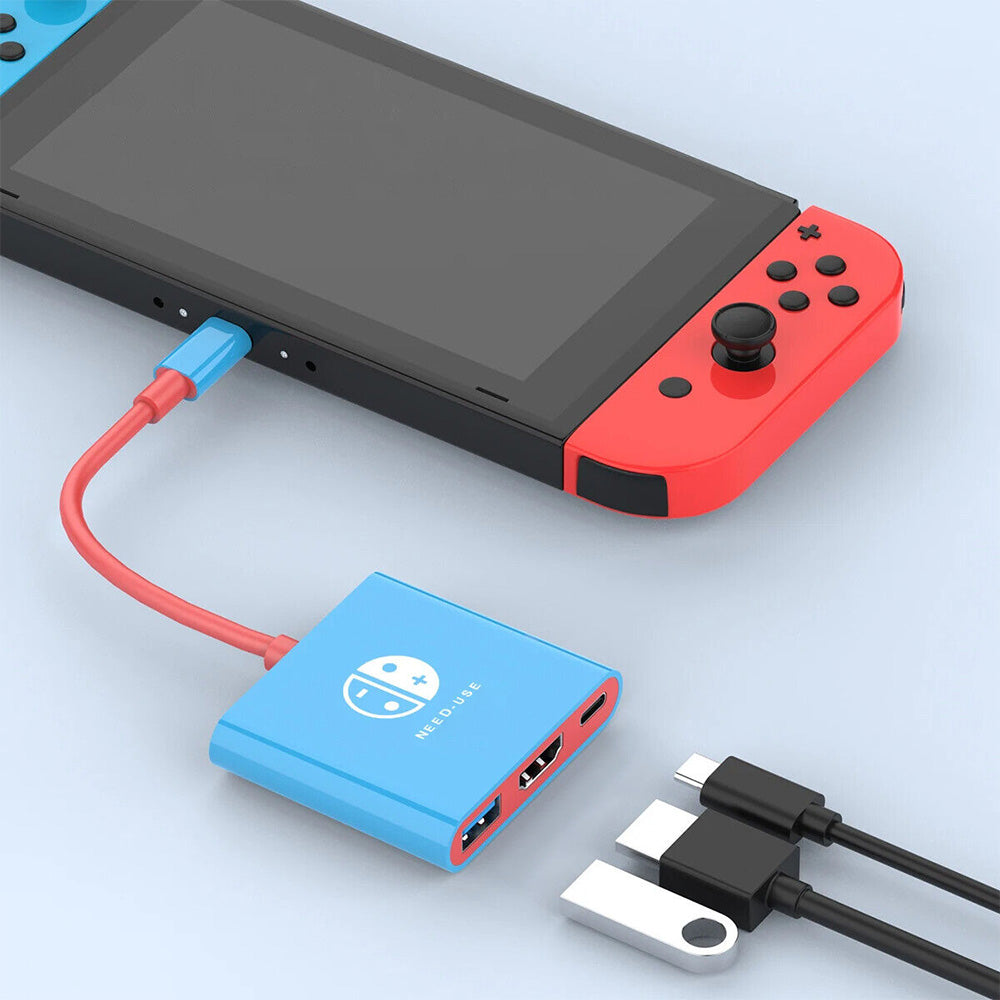 3-in-1 Switch Docking Station for Nintendo Portable 4K Switch TV Adapter with HDMI USB3.0 Port Blue