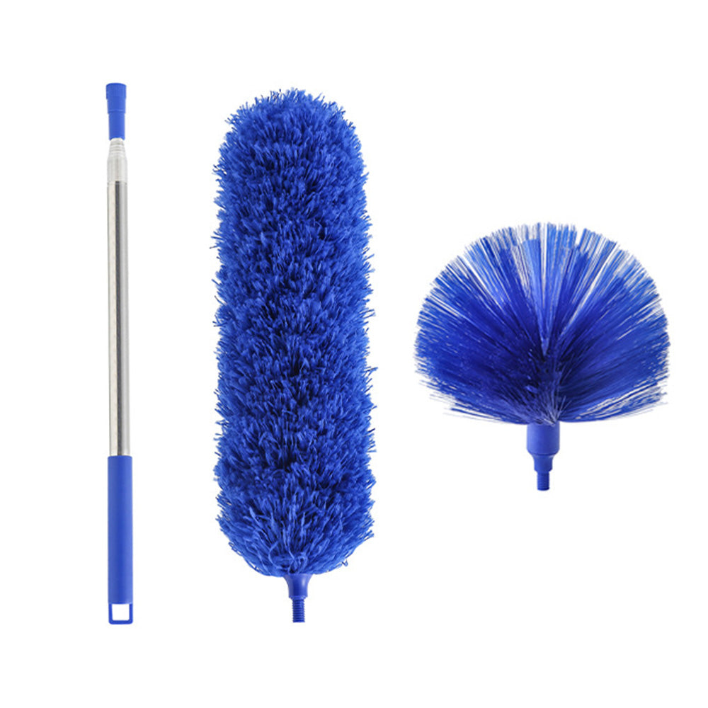 Extendable Ceiling Cleaning Duster Spider Web Microfiber Cleaner Brush Blue