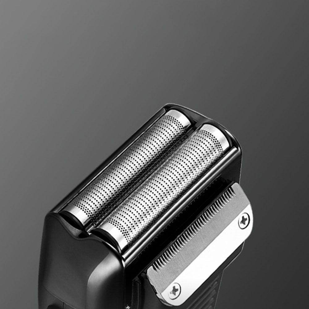 USB Rechargeable Electric Razor LED Display Shaver with Double Floating Blade for Men Black