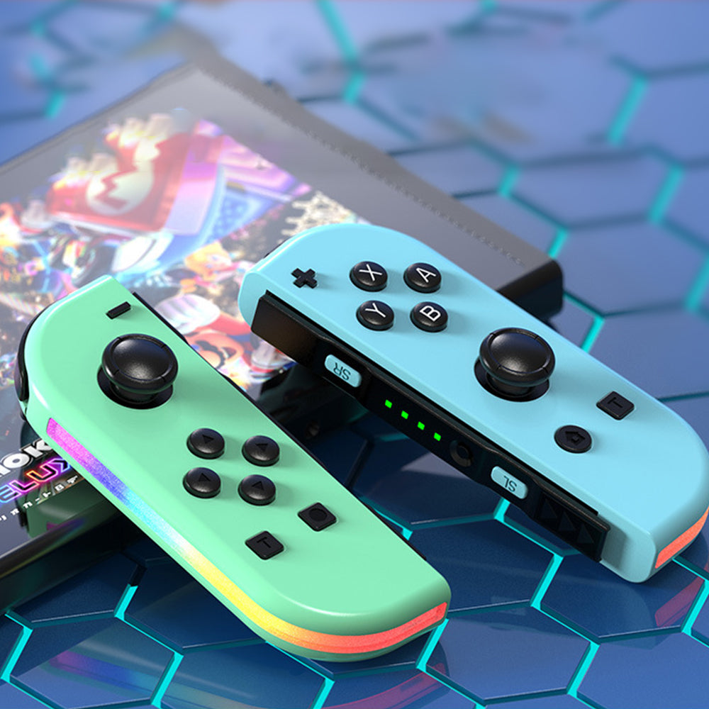 Wireless Bluetooth Left Right Controller with RGB Light for Switch/Switch Lite/Switch OLED Green and Blue