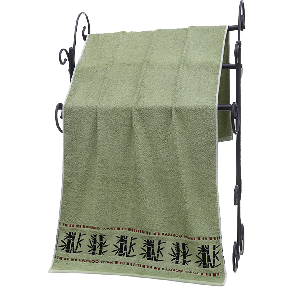 Set of 3Pcs Quick Absorbent Towels Soft Bamboo Fiber Home Bath Towel Washcloth Hand Towels Green