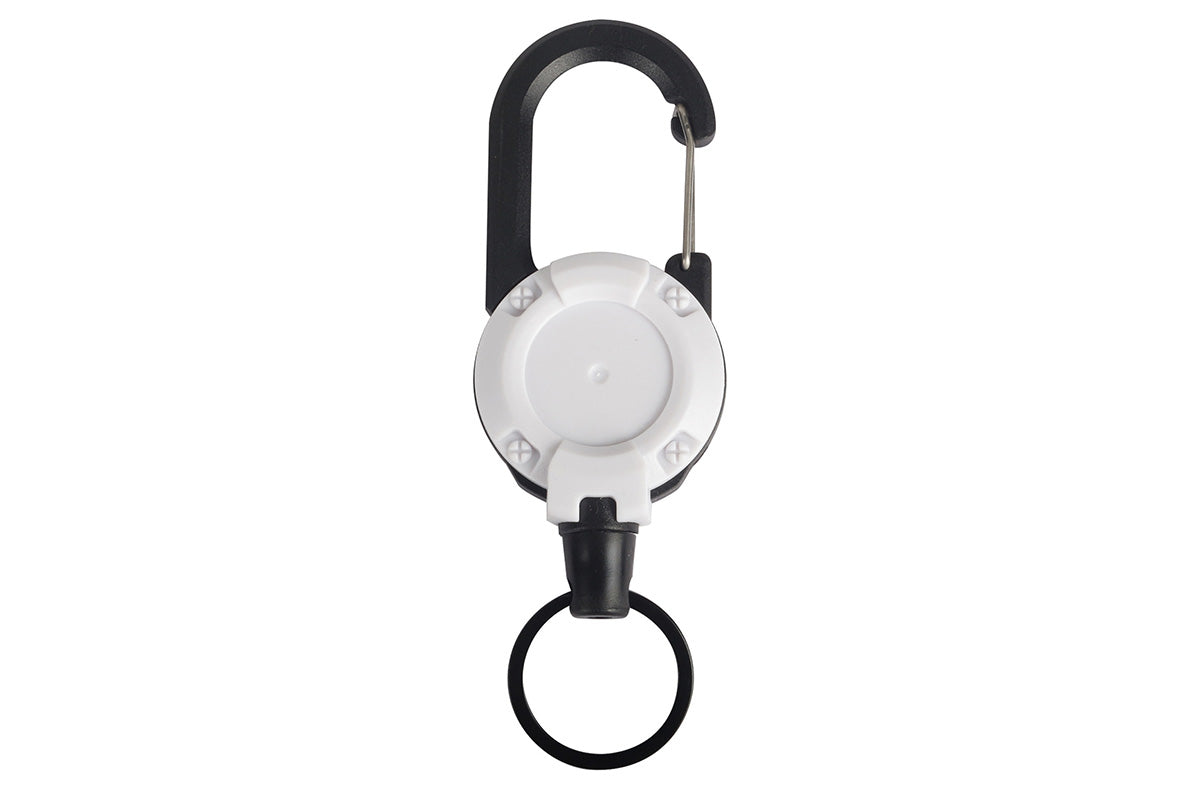 Retractable Keychain Carabiner Badge Holder - White
