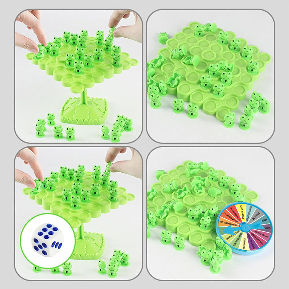 Two-Player Frog Balance Game Toy Set Parent-Child Interactive Family Tabletop Puzzle Game Green