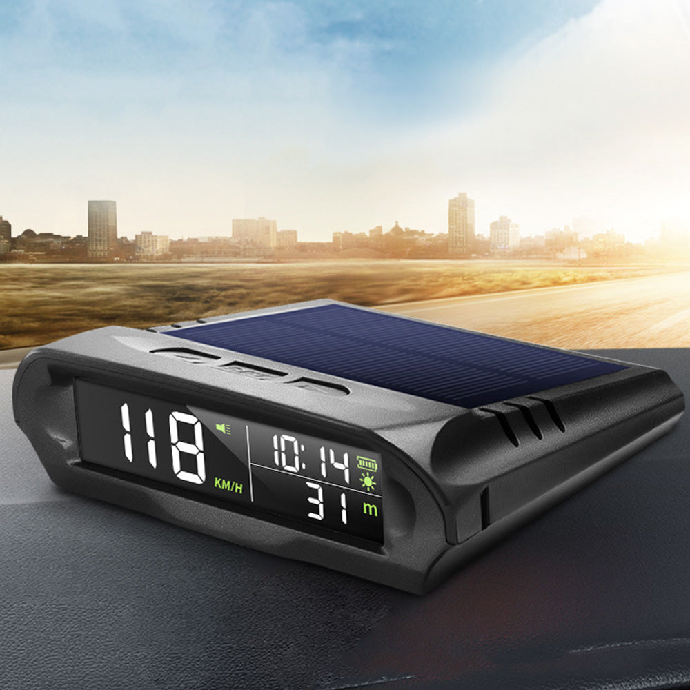 Wireless Car HUD HEAD-UP DISPLAY Universal GPS Solar Panel Digital Speedometer