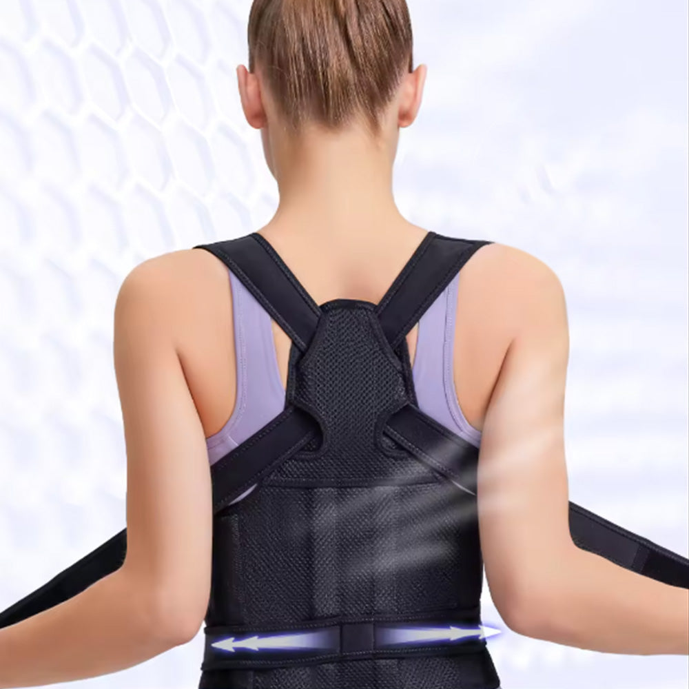 Posture Corrector  Adjustable Back Brace Support Strap Black