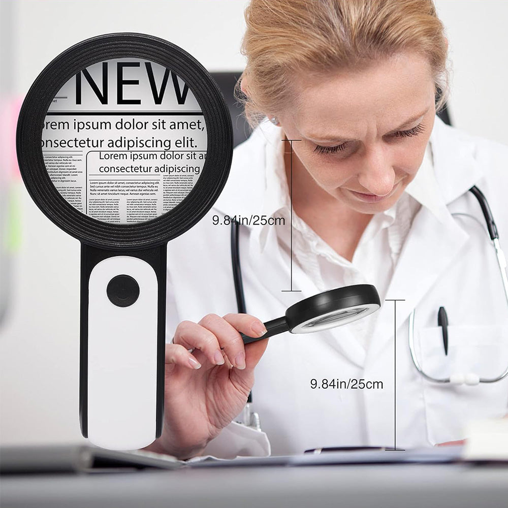30X Magnification Magnifying Glass Handheld Magnifier with 3-Mode LED Light