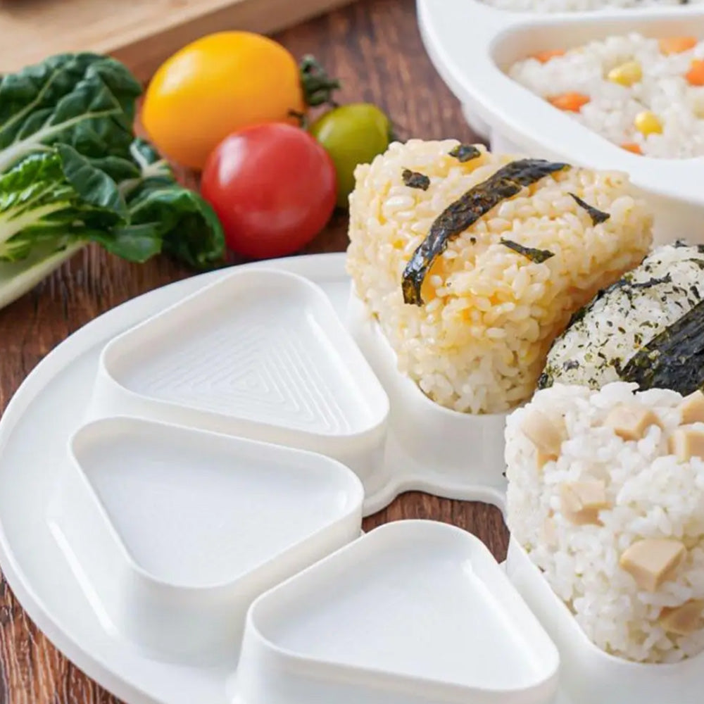 6-Hole Onigiri Mold Triangle Rice Ball Mold Bento Press Maker Mold Kitchen Tool White