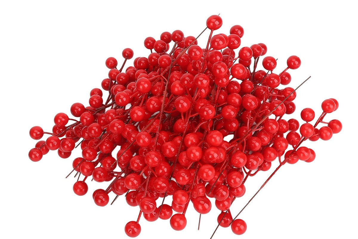 32PCS Christmas Berries Stems Artificial Red Berry Stems for Christmas Tree Ornaments Crafts Holiday and Home Decor