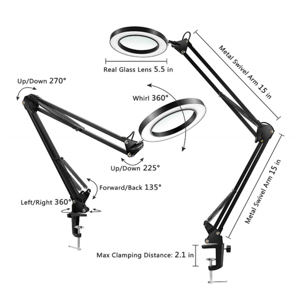 Lamp with Clamp 3 Color Modes for Work Craft Reading