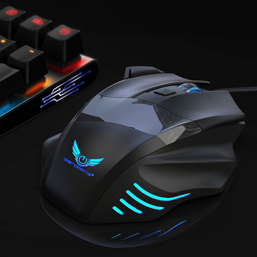 Wired Gaming Mouse 2400 DPI Adjustable 7-Color PC Gaming Mice Compatible with Windows Mac