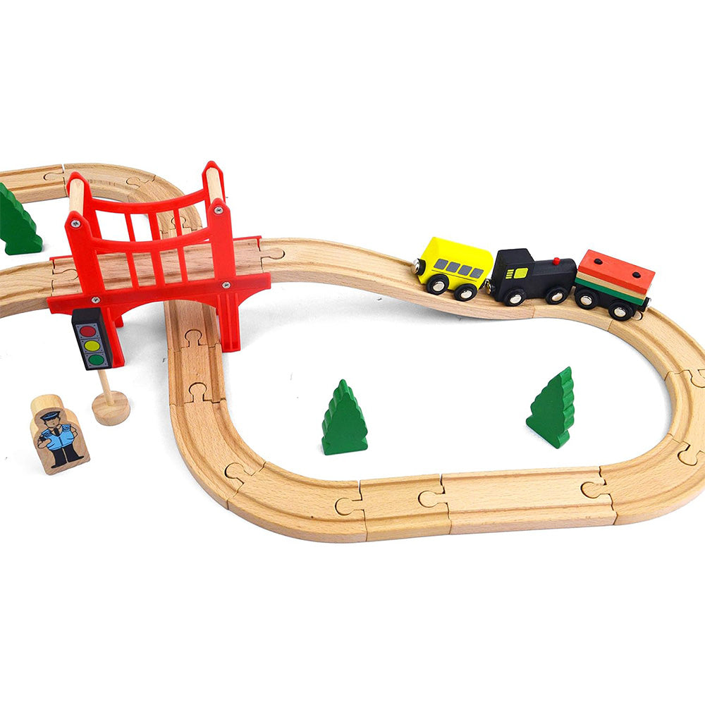 Wooden Train Set with Tracks ¨C Expandable and Changeable for Girls and Boys 6 Years Old Style 1