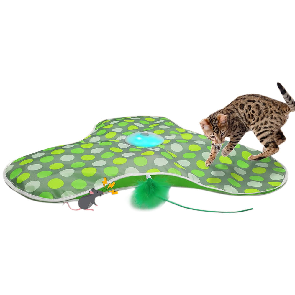 Automatic Interactive Cat Toy with Moving Feather and Sound for Indoor Play Green