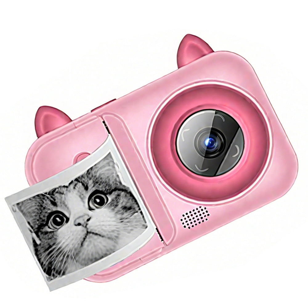 Kids 1080P Instant Print Digital Camera with 1 Roll Printing Paper Pink