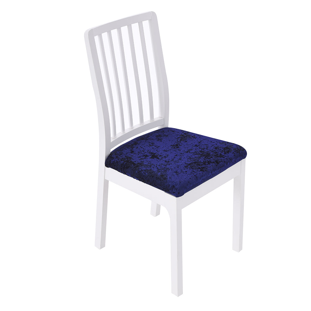 2Pcs Velvet Dining Chair Seat Covers Stretch Chair Seat Cushion Cover -Blue