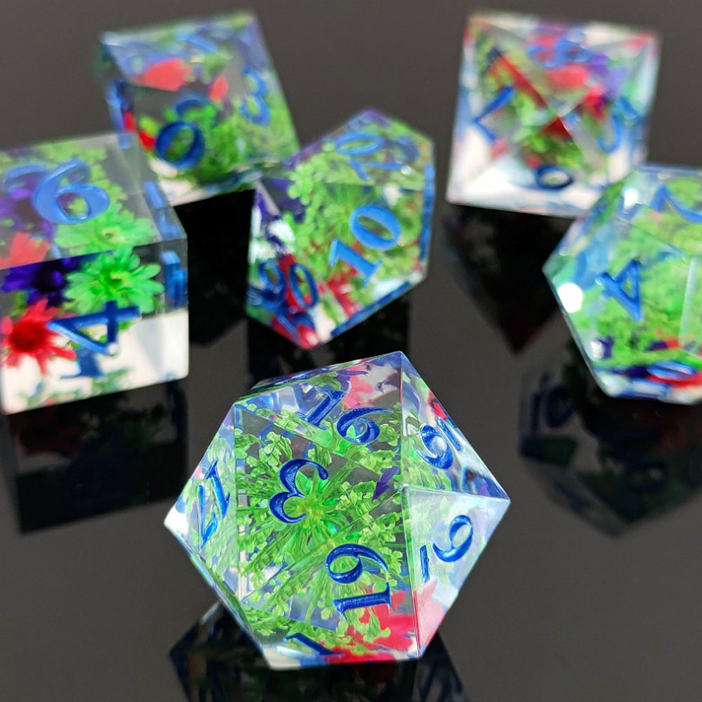 7Pcs Set DND Dice Resin Dice Table Games Accessories Style 1